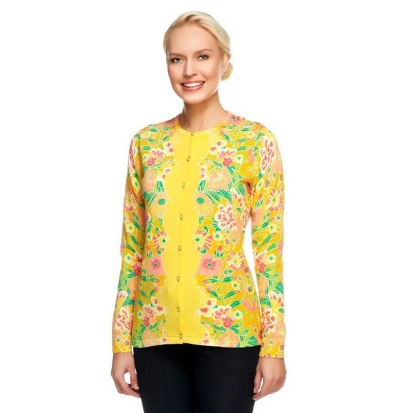 Isaac Mizrahi Japanese Garden Printed Cardigan - Picture 7 of 7